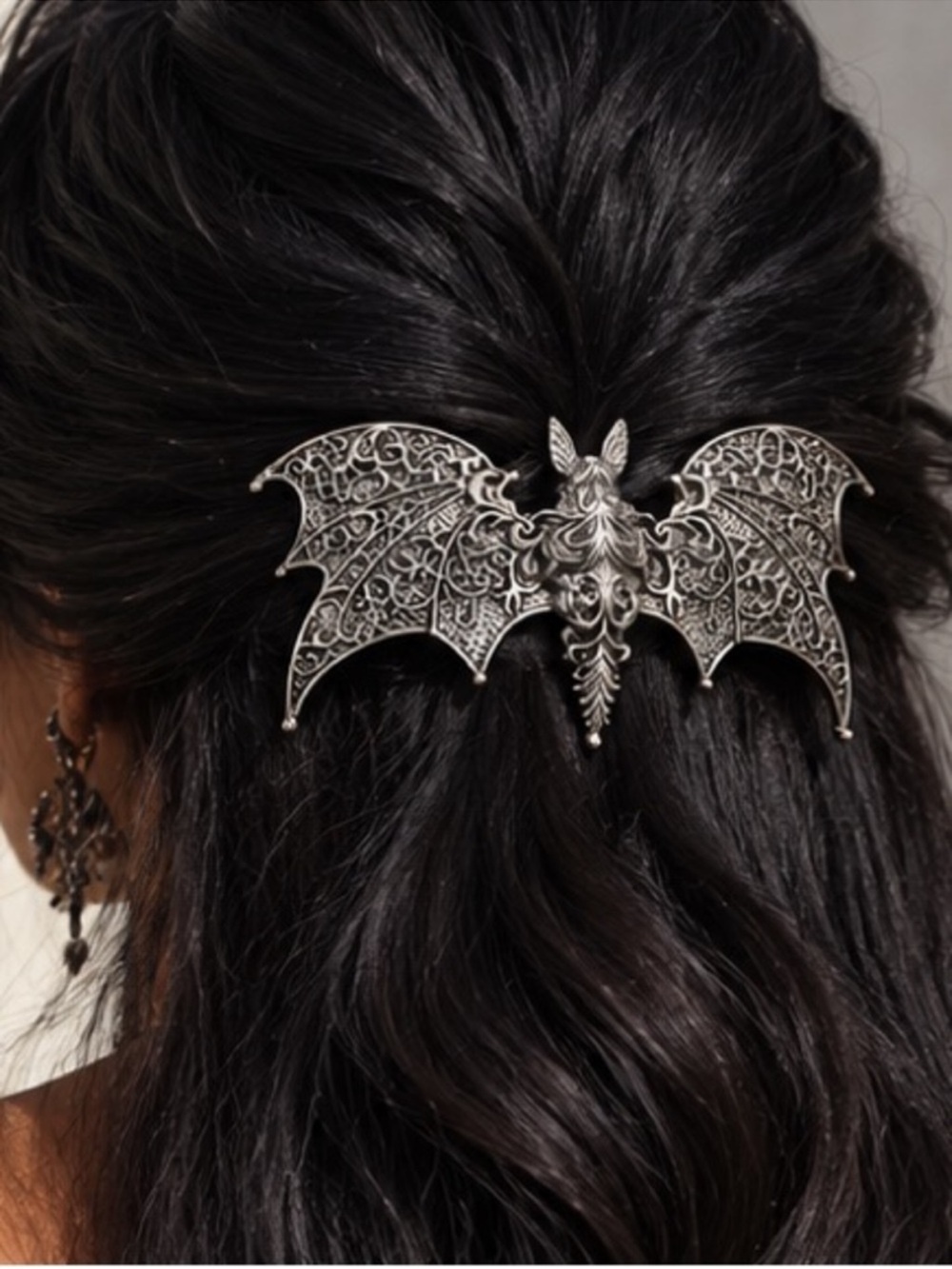 Antique Silver Bat Wing Hair Clip
